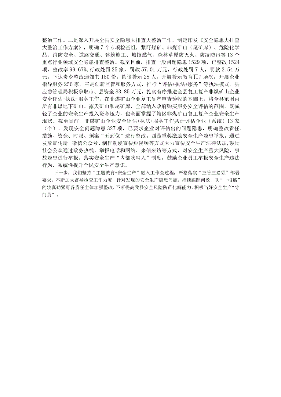 县应急管理局长在主题教育“安全生产”专题研讨交流会上的发言.docx_第2页