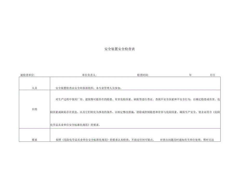 安全装置安全检查表.docx_第1页