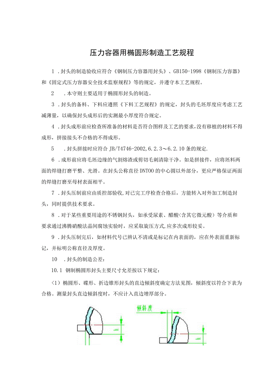 压力容器用椭圆形制造工艺规程.docx_第1页