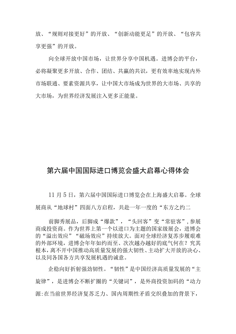 学习向第六届中国国际进口博览会致信、盛大启幕心得体会2篇.docx_第3页