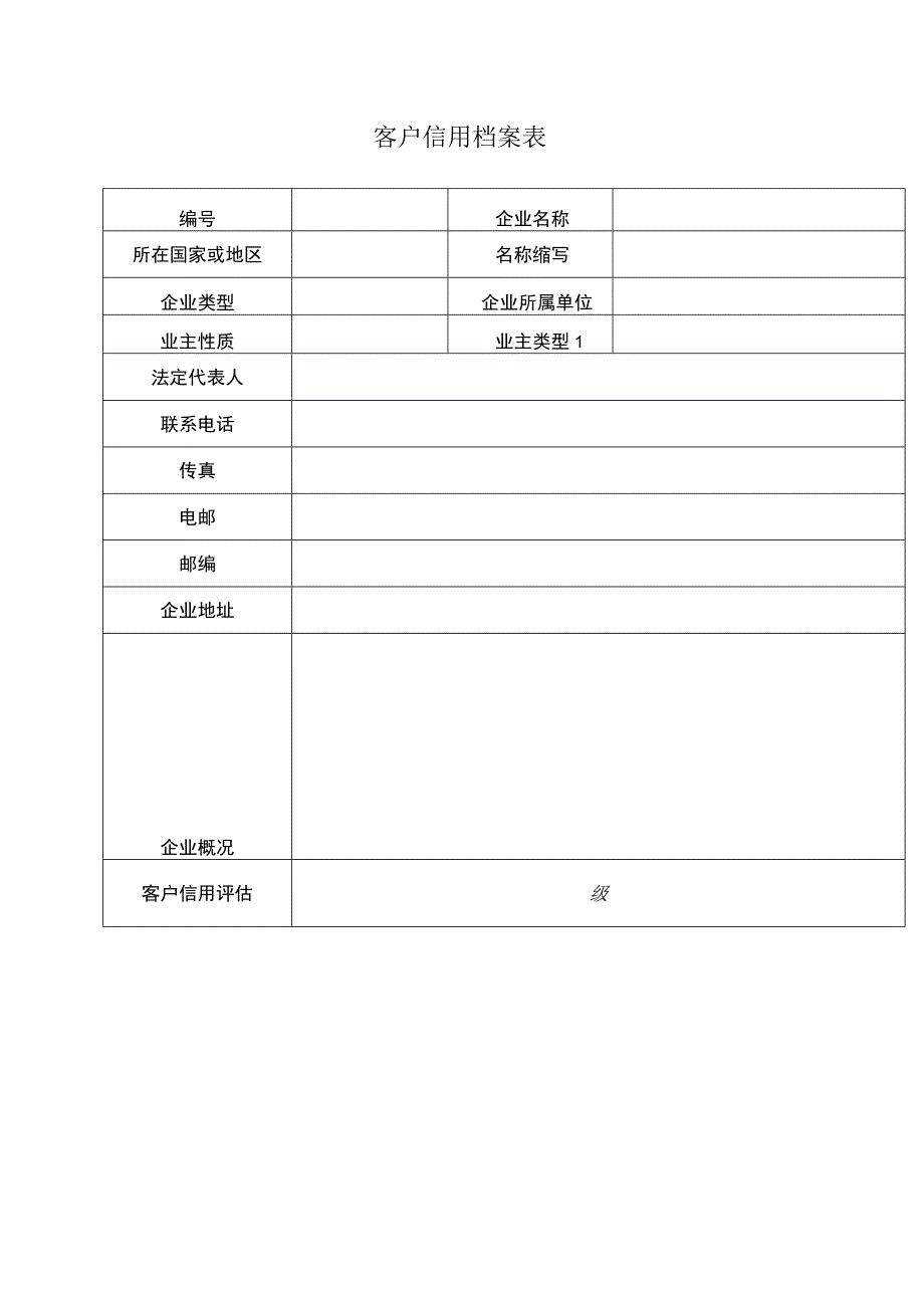 客户信用档案表.docx_第1页