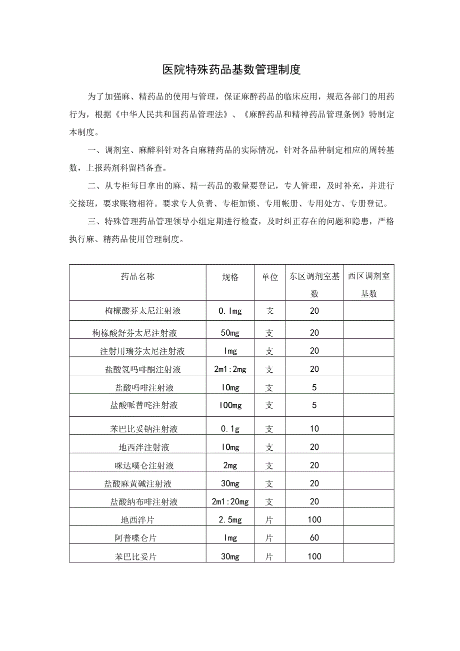 医院特殊药品基数管理制度.docx_第1页