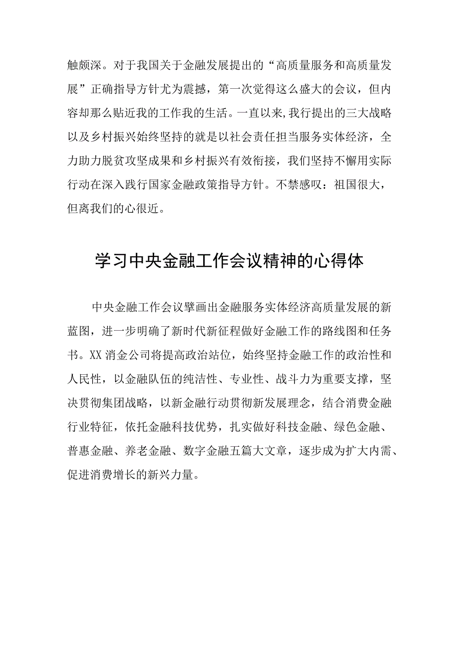 学习贯彻落实2023年中央金融工作会议精神的心得感悟发言稿37篇.docx_第3页