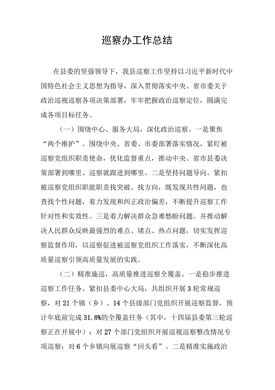 巡察办工作总结.docx_第1页