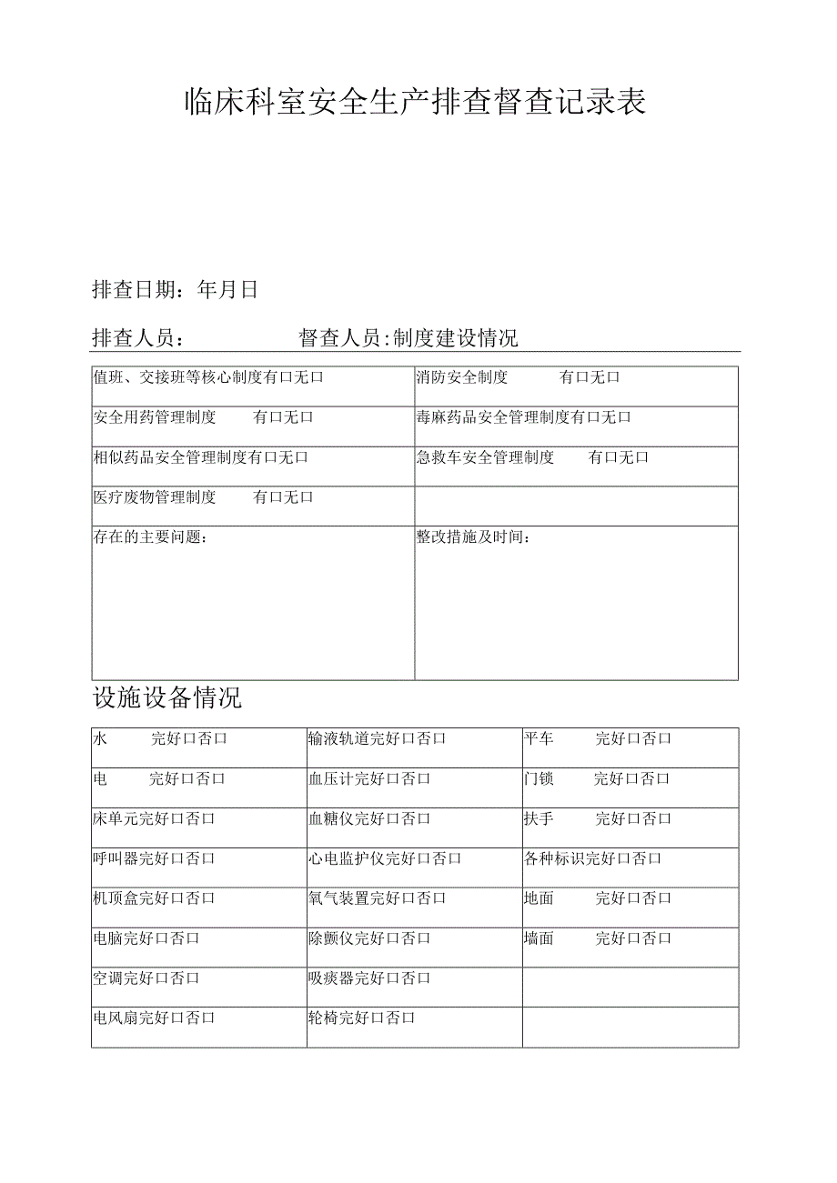 医院临床科室安全生产排查督查记录表.docx_第2页