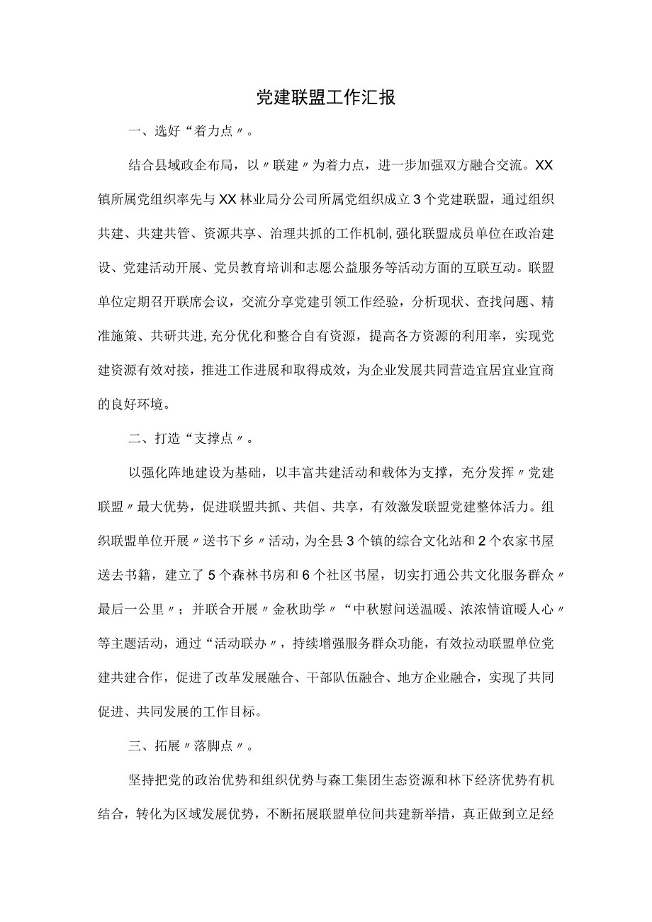 党建联盟工作汇报.docx_第1页