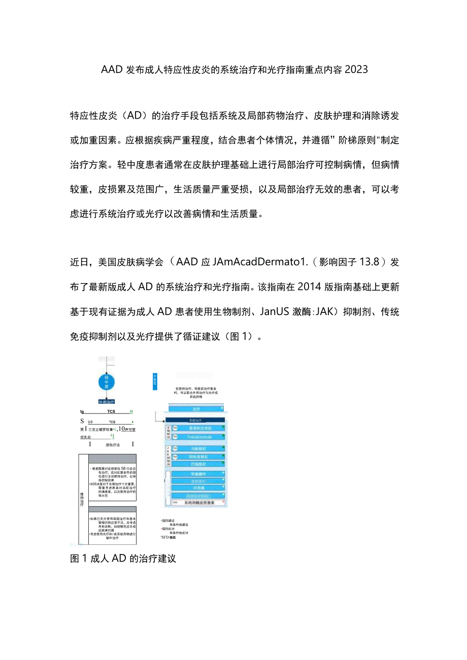 AAD发布成人特应性皮炎的系统治疗和光疗指南重点内容2023.docx_第1页