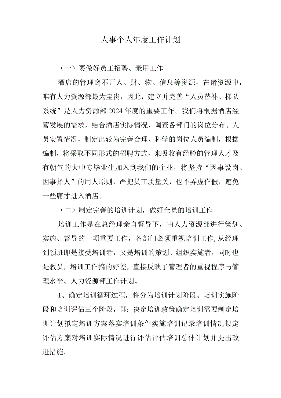 2024年人事个人年度工作计划.docx_第1页