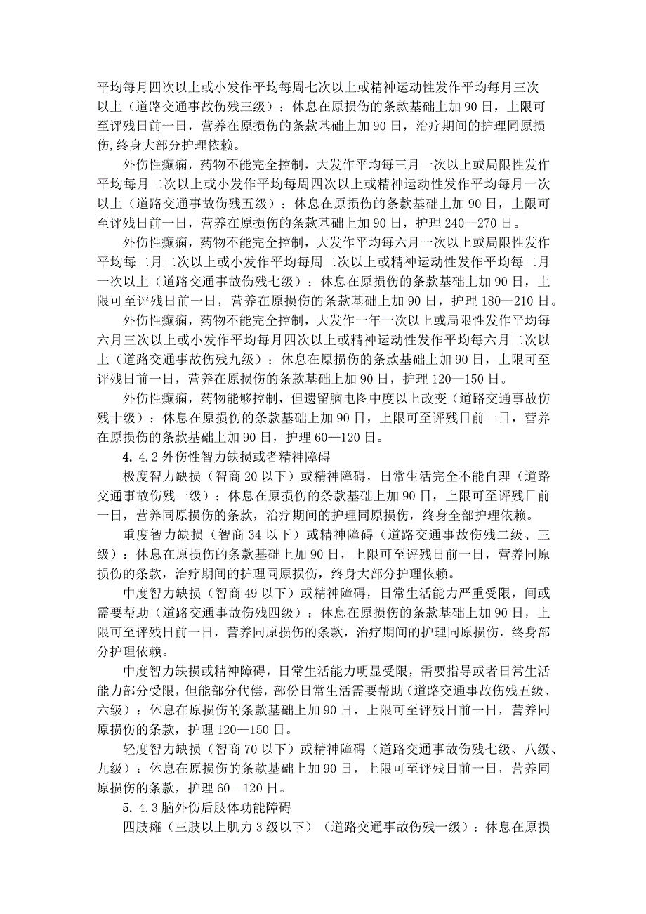 上海市三期鉴定标准人身损害受伤人员休息期、营养期、护理期评定标准.docx_第3页