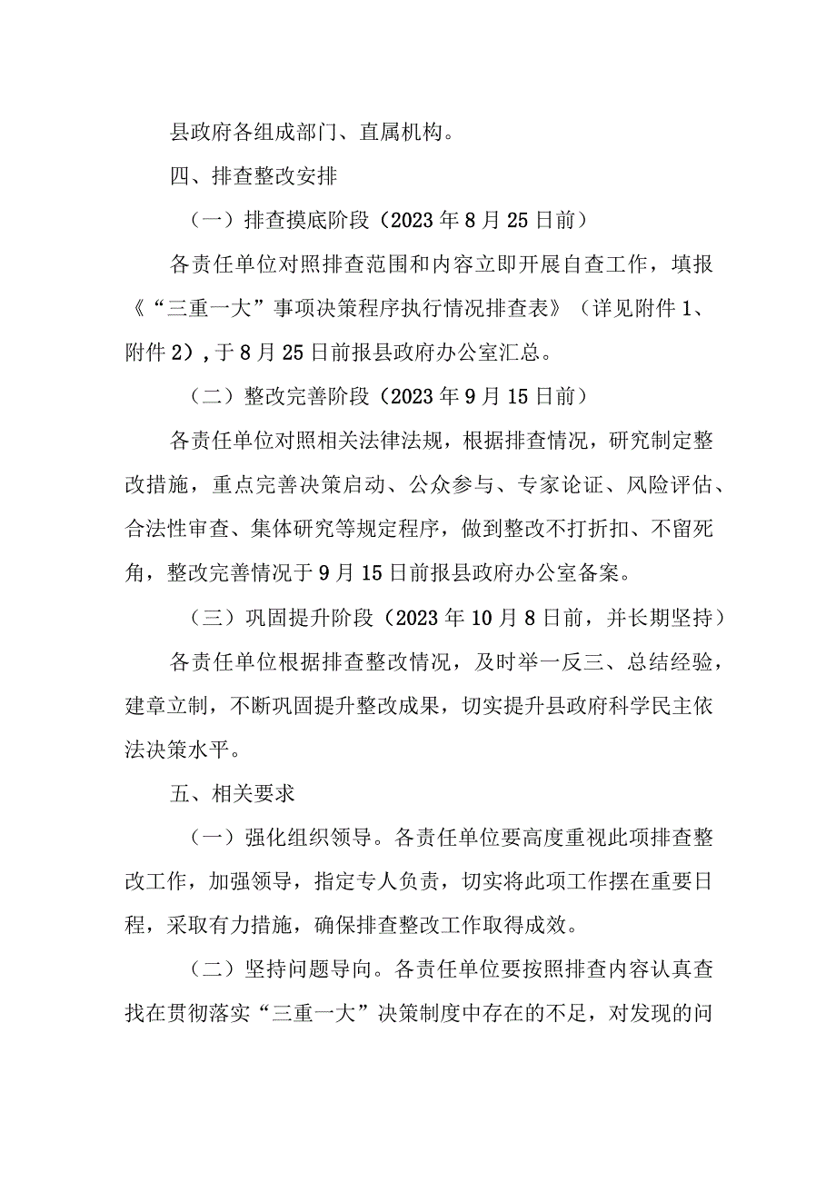 全县“三重一大”事项决策程序执行情况排查整改工作方案.docx_第2页