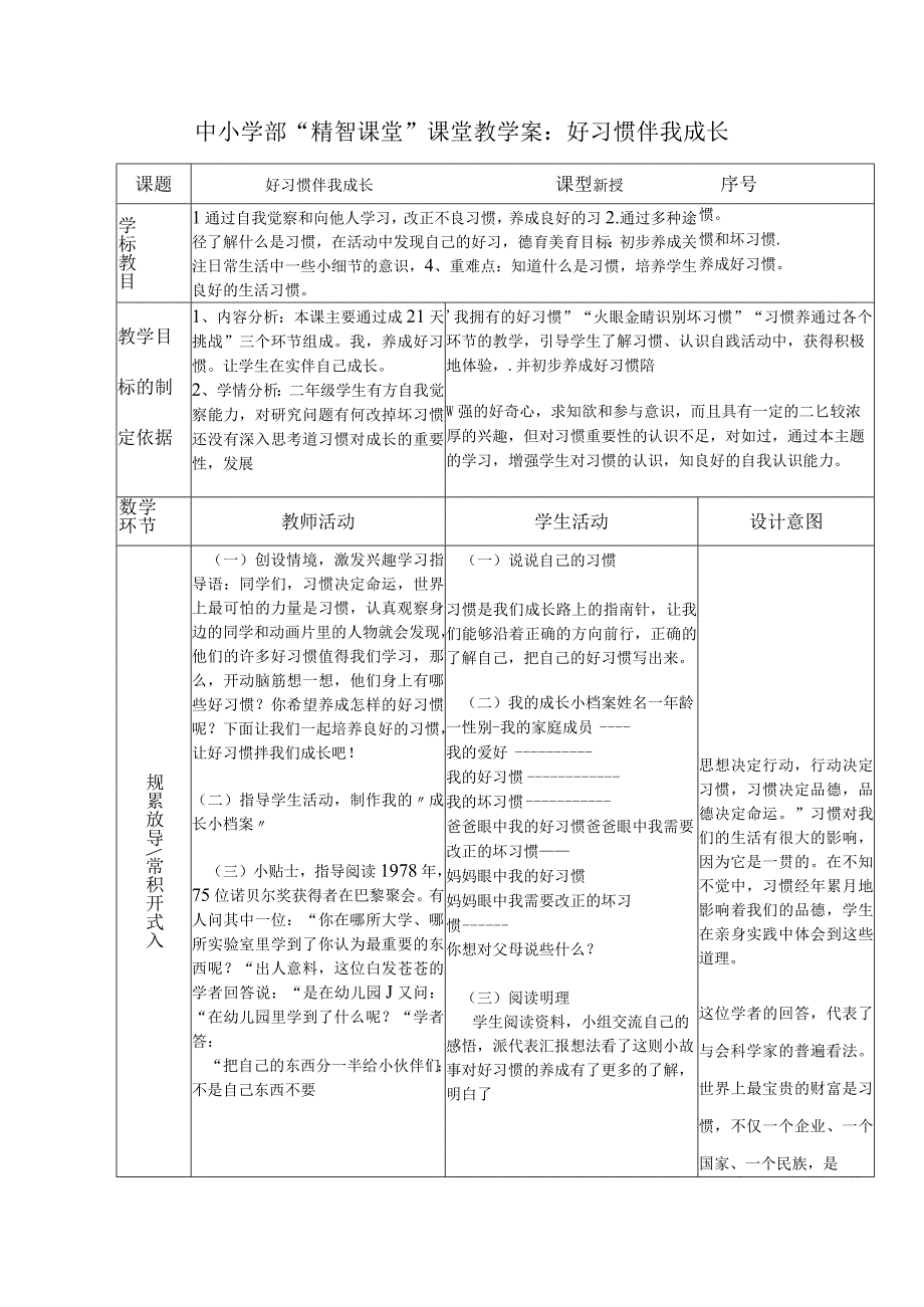 中小学部“精智课堂”课堂教学案：好习惯伴我成长.docx_第1页