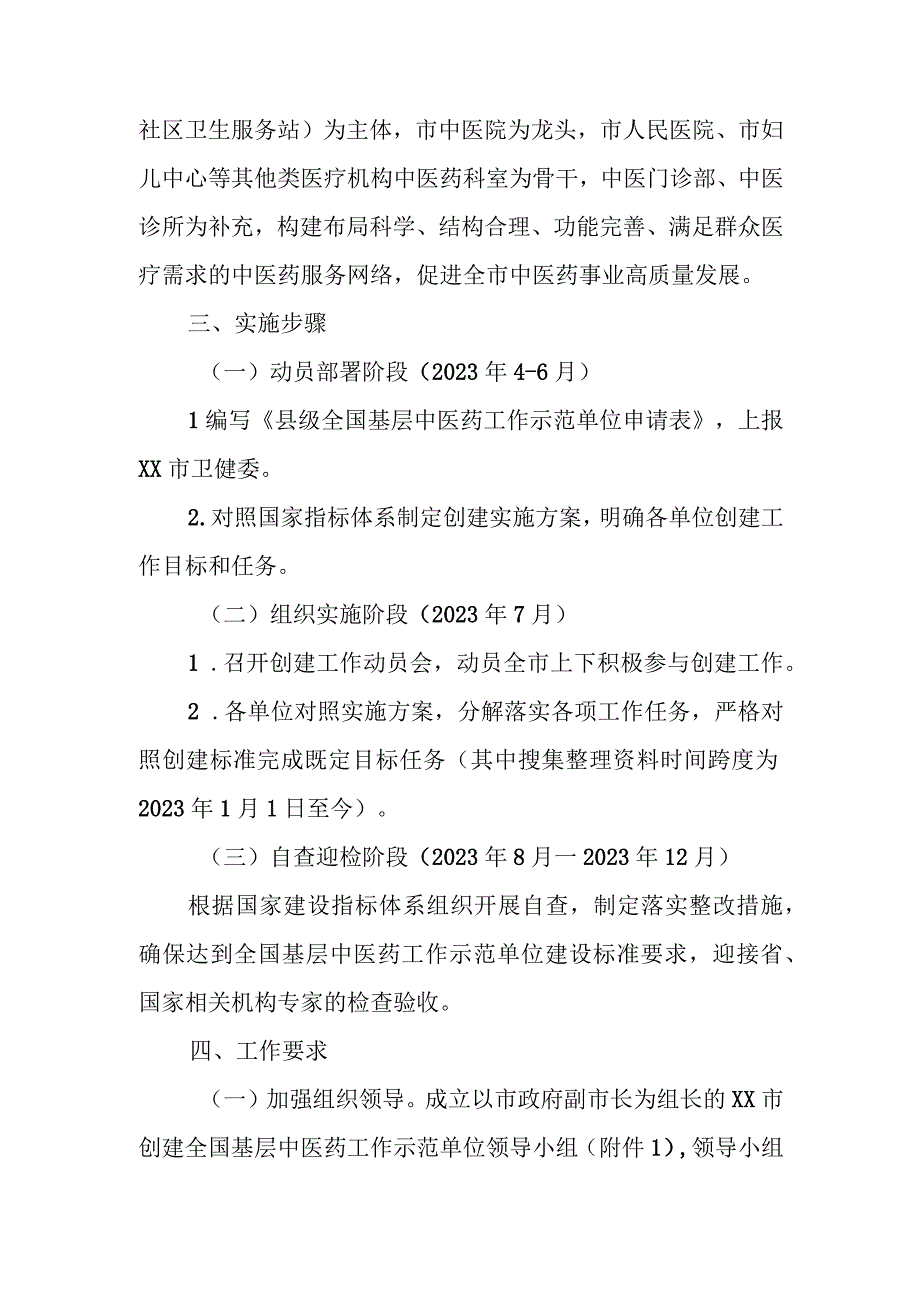 XX市创建县级全国基层中医药工作示范单位实施方案.docx_第2页