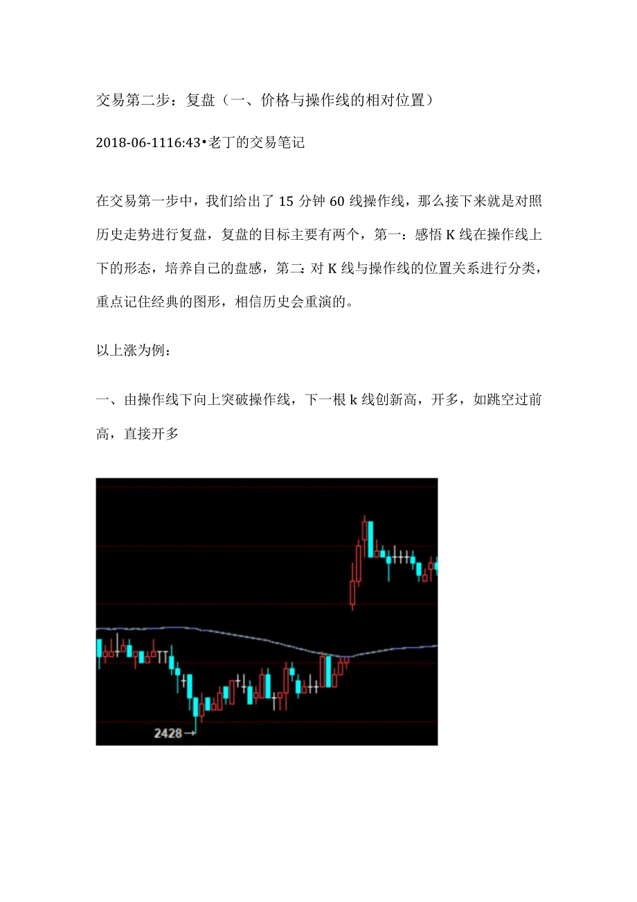 老丁的交易系统：第二步：复盘（一、价格与操作线的相对位置）.docx_第1页