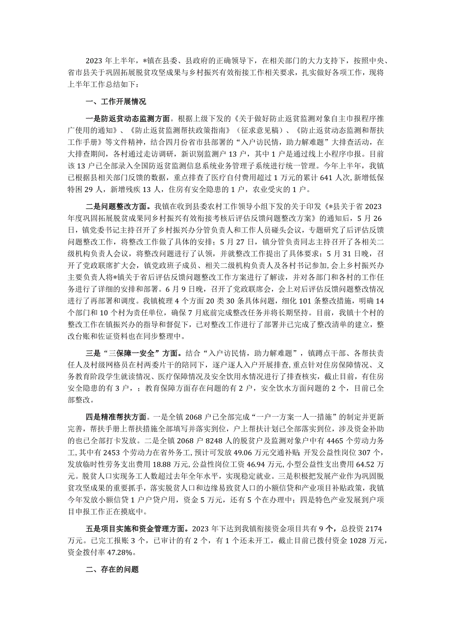 镇2022年上半年乡村振兴办公室工作总结.docx_第1页