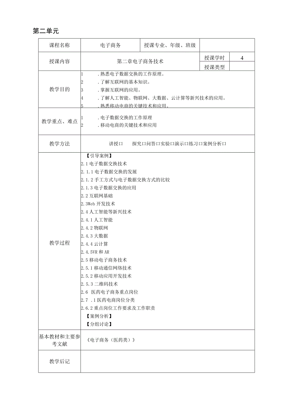 电子商务（医药类）（张华） 教案全套 第1--8章 电子商务概述---电子商务法律法规及电子商务安全.docx_第2页