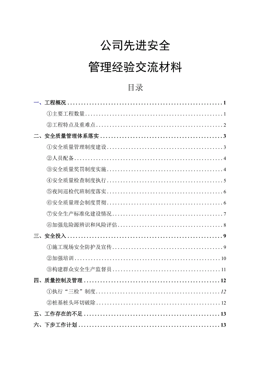 集团项目安全管理经验交流汇报材料.docx_第1页