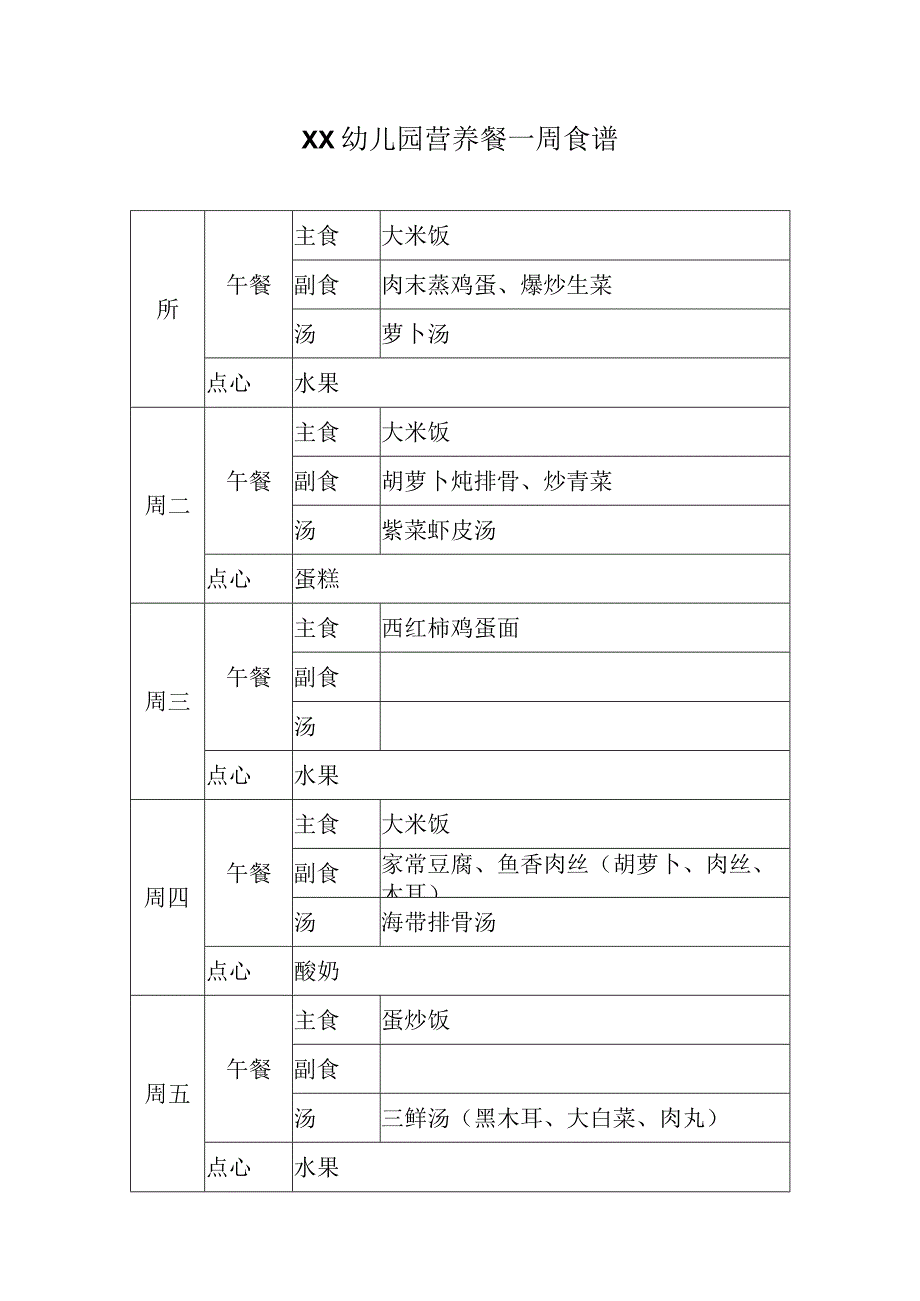 幼儿园营养餐一周食谱.docx_第1页