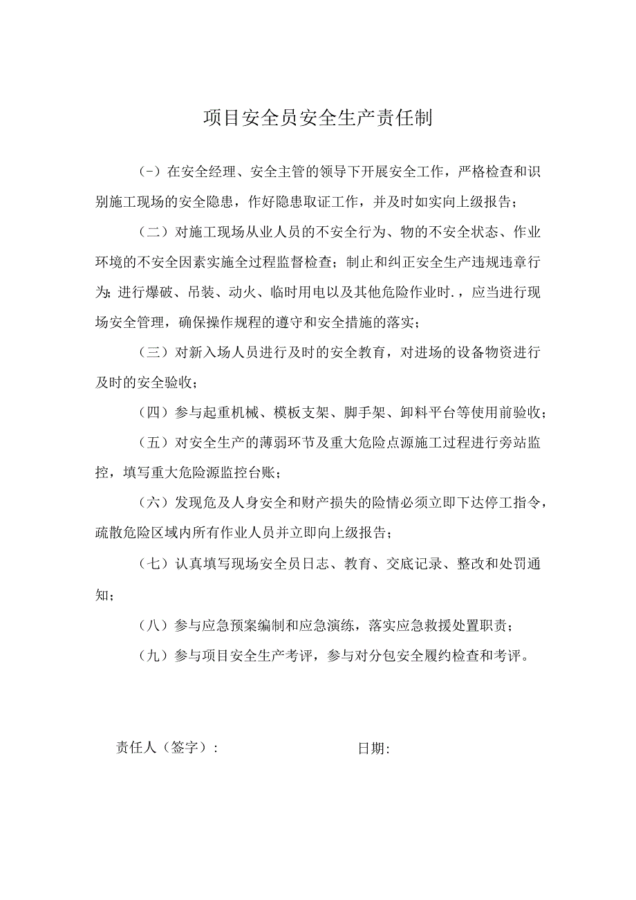 项目安全员安全生产责任制.docx_第1页