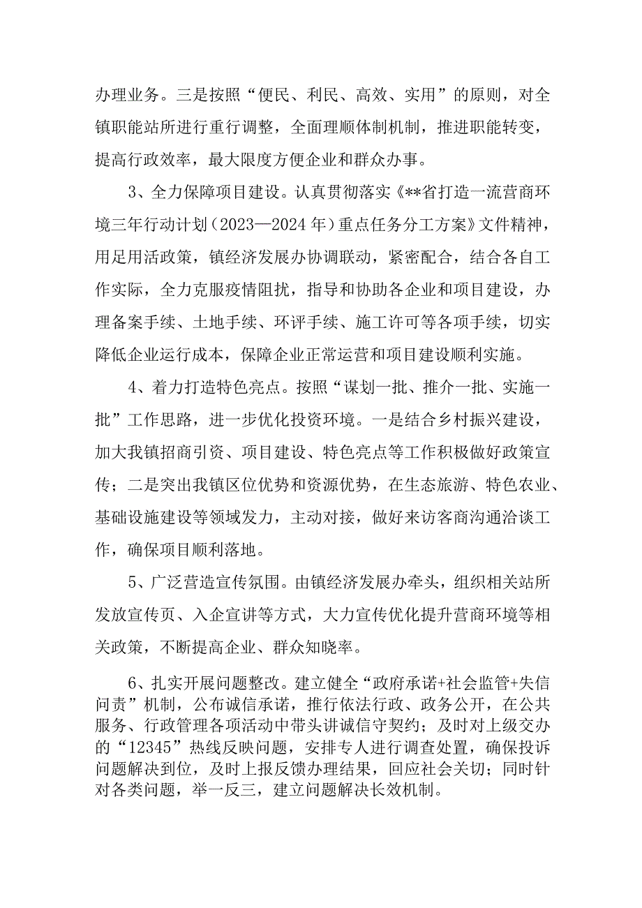 乡镇2023年营商环境工作总结和开展优化营商环境“暖心行动”监督工作总结报告.docx_第3页