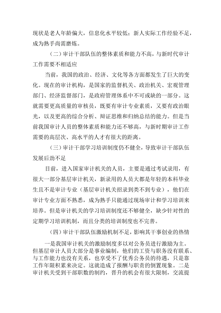 2023年关于审计干部队伍建设问题及对策分析报告.docx_第2页