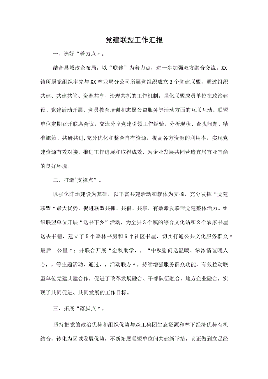 党建联盟工作汇报.docx_第1页