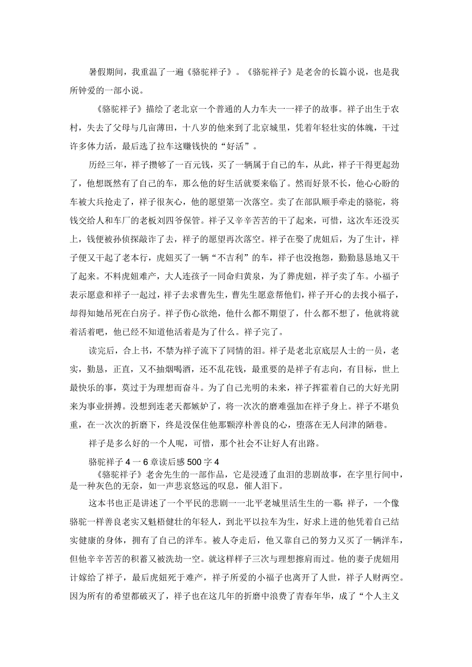 中学生骆驼祥子4一6章读后感500字5篇.docx_第3页