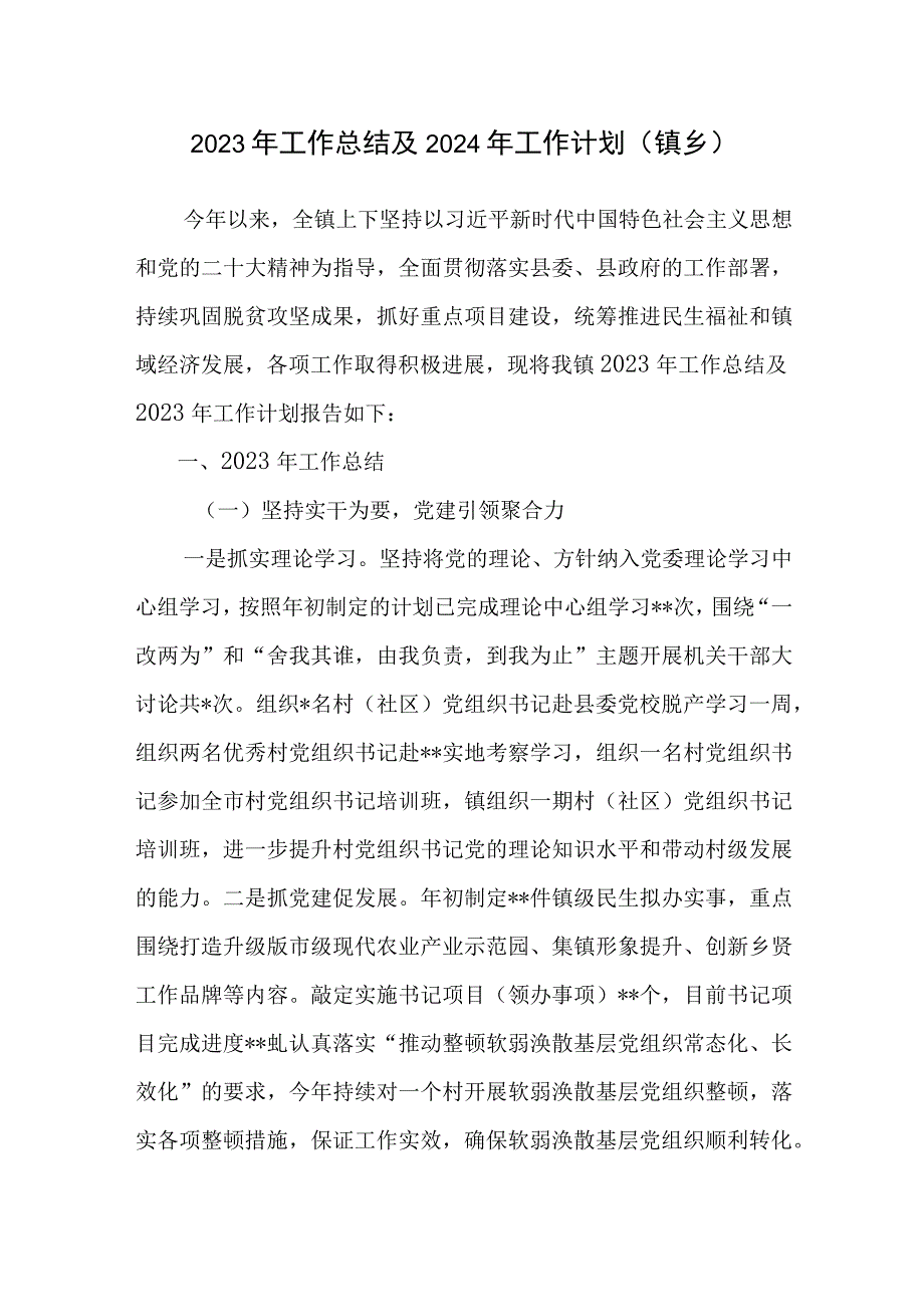 2023年度乡镇工作总结2024年工作计划思路谋划5篇.docx_第2页