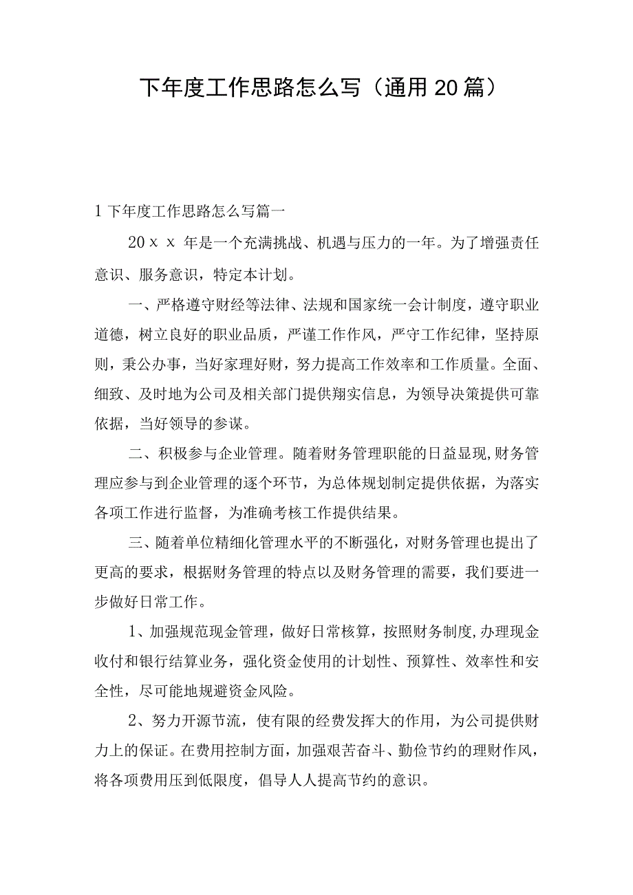 下年度工作思路怎么写（通用20篇）.docx_第1页