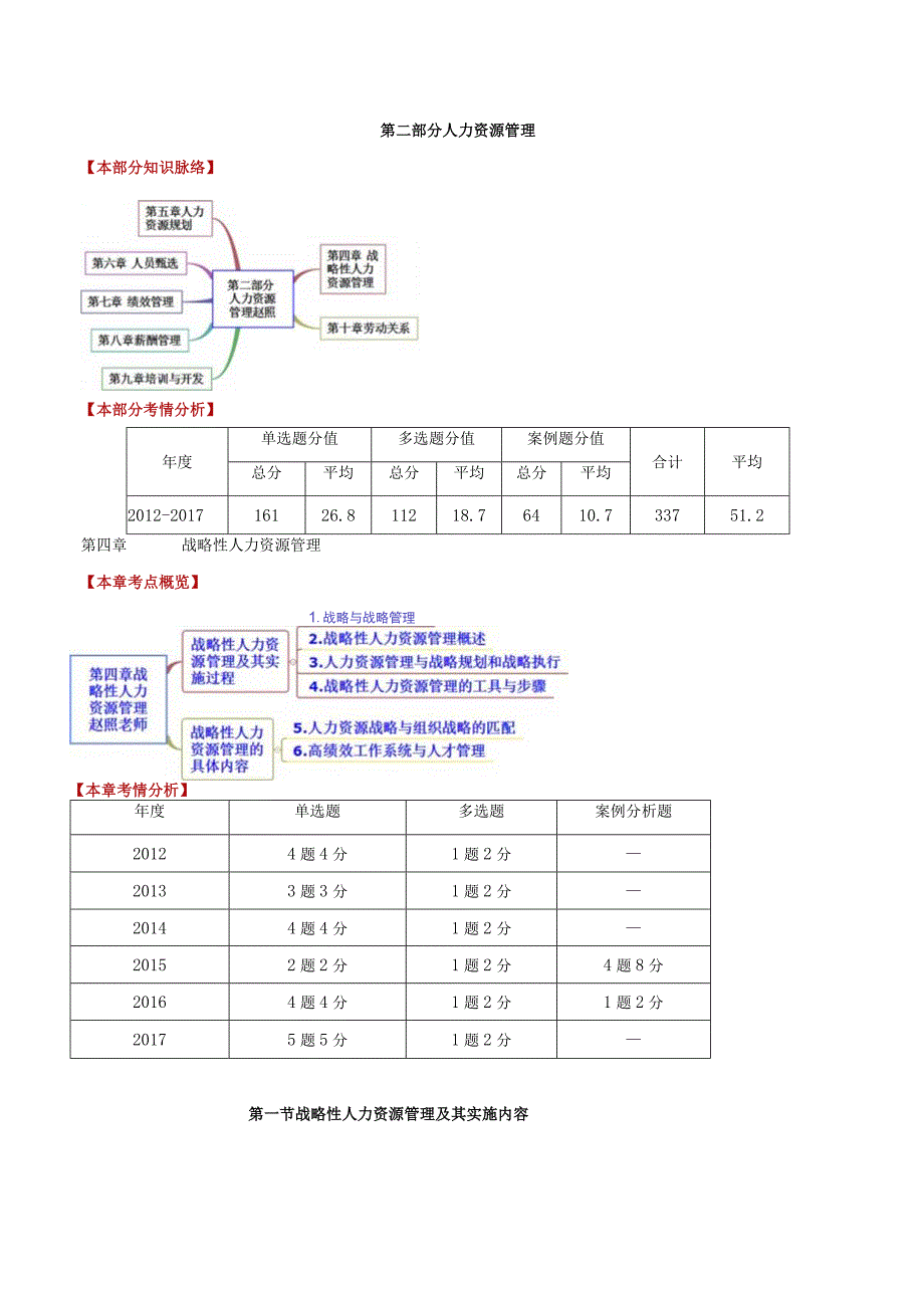 【2018教材变动】中级人力2018年精讲班赵照-第4章战略性人力资源管理-第1节战略人力资源管理及其实施过程(1).docx_第1页