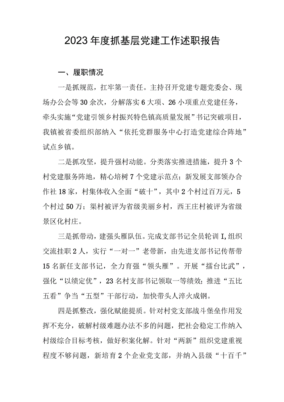 2023年度抓基层党建工作述职报告.docx_第1页