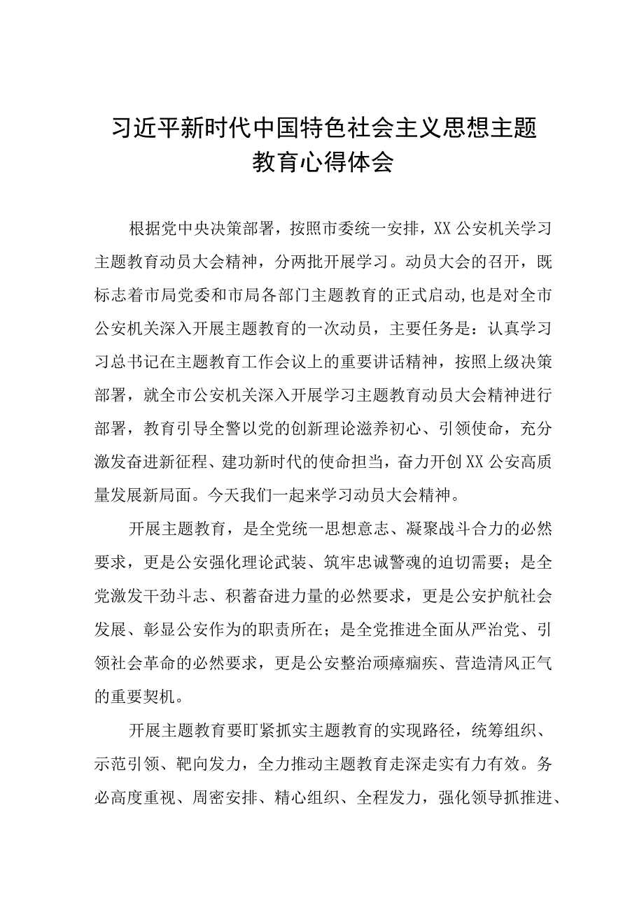 公安开展主题教育心得体会十篇.docx_第1页