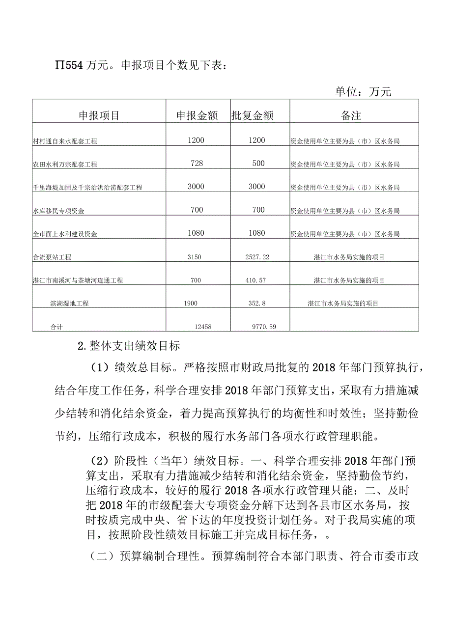 湛江市水务局部门2018年市级部门预算单位整体支出自我绩效评价报告.docx_第3页