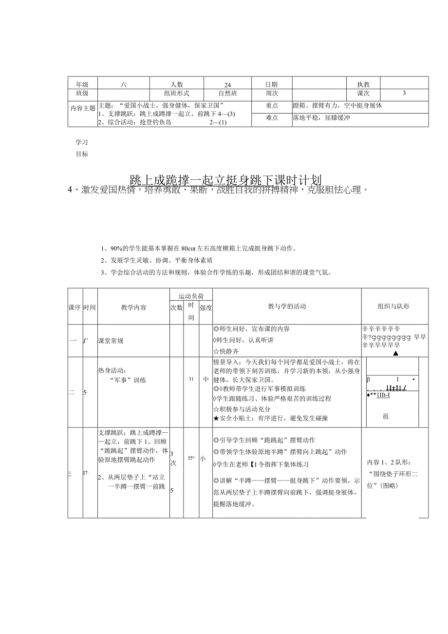 水平三（六年级）体育《支撑跳跃：跳上成蹲撑——起立前跳下》公开课教案.docx_第1页