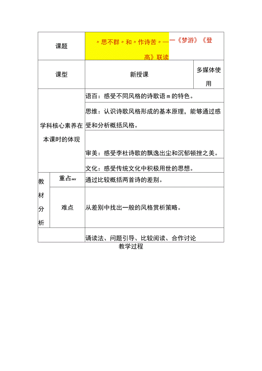 梦游、登高课题教案.docx_第1页