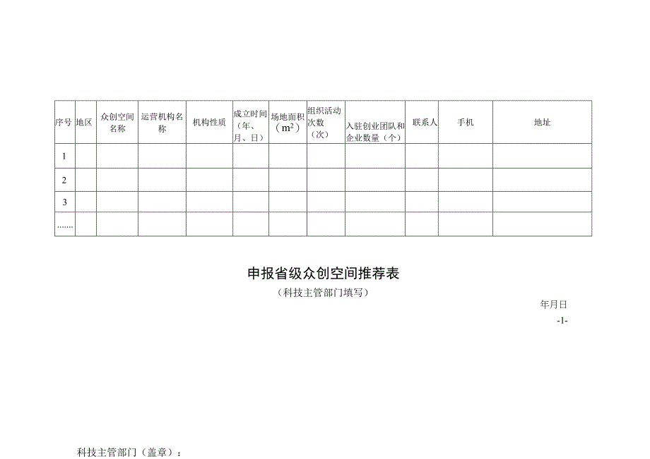 申报省级众创空间推荐表.docx_第1页