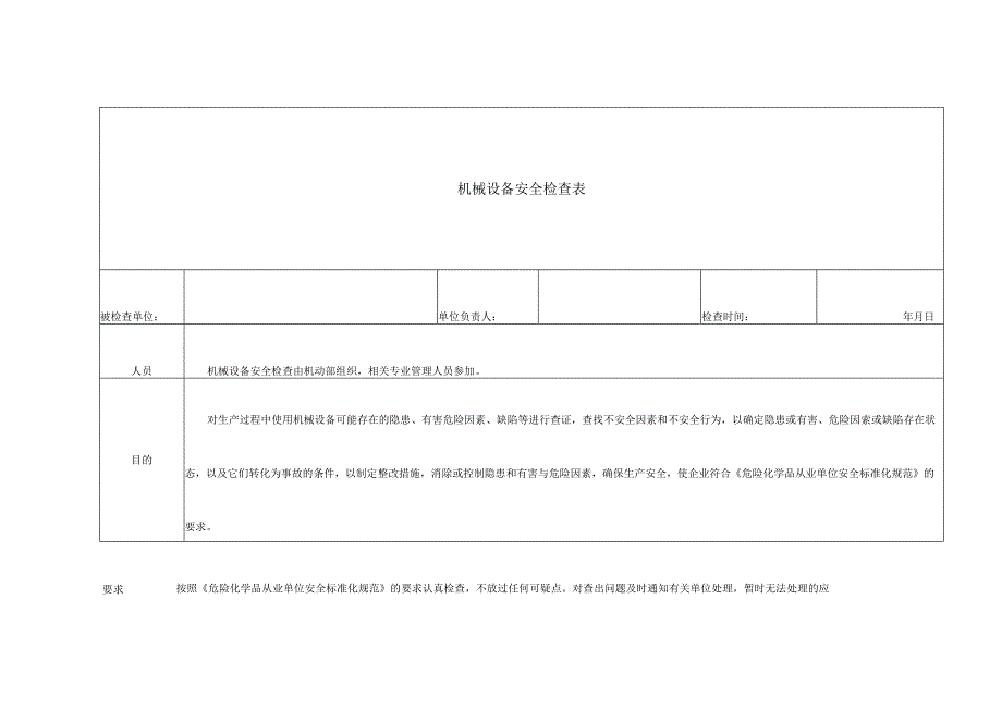 机械设备安全检查表.docx_第1页