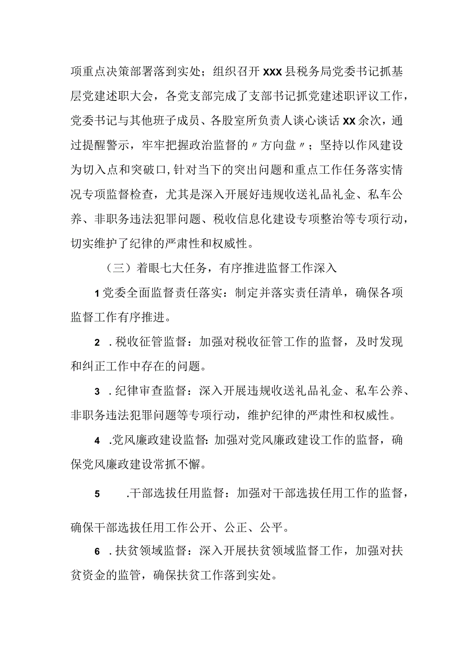 某县税务局关于上半年从严治党一体化综合监督体系工作开展情况的报告.docx_第2页