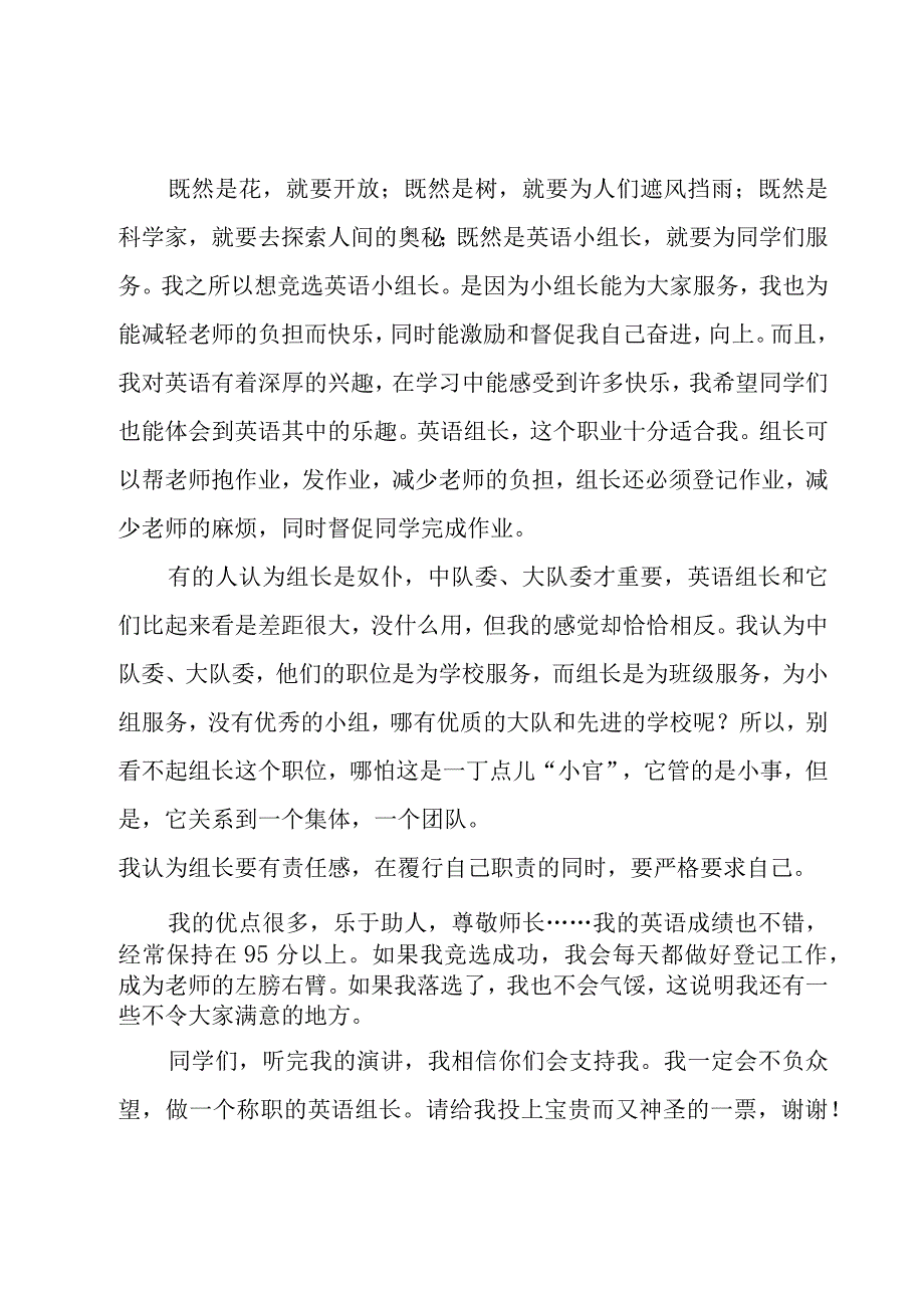 竞选组长演讲稿集锦（23篇）.docx_第3页