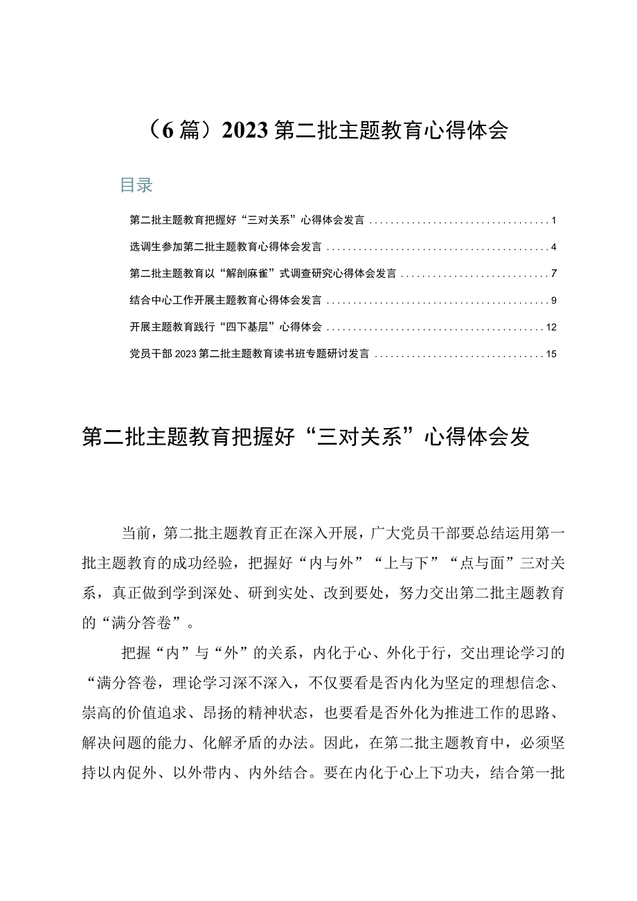 （6篇）2023第二批主题教育心得体会.docx_第1页