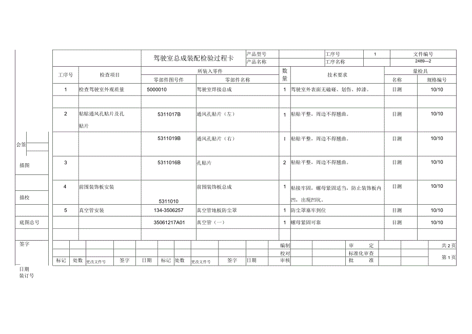 驾驶室总成装配检验过程卡.docx_第3页