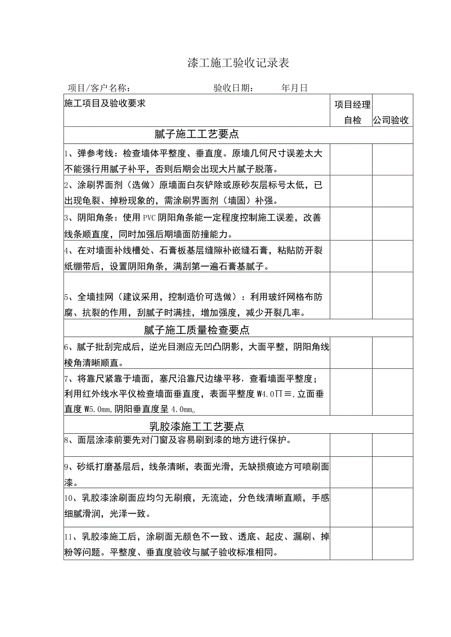 漆工施工验收记录表.docx_第1页