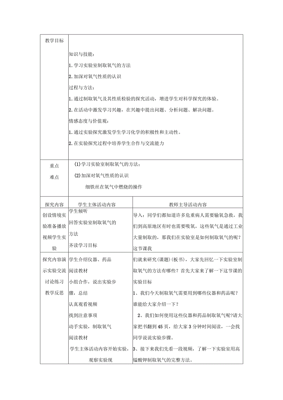 氧气的实验室制取与性质教案.docx_第2页