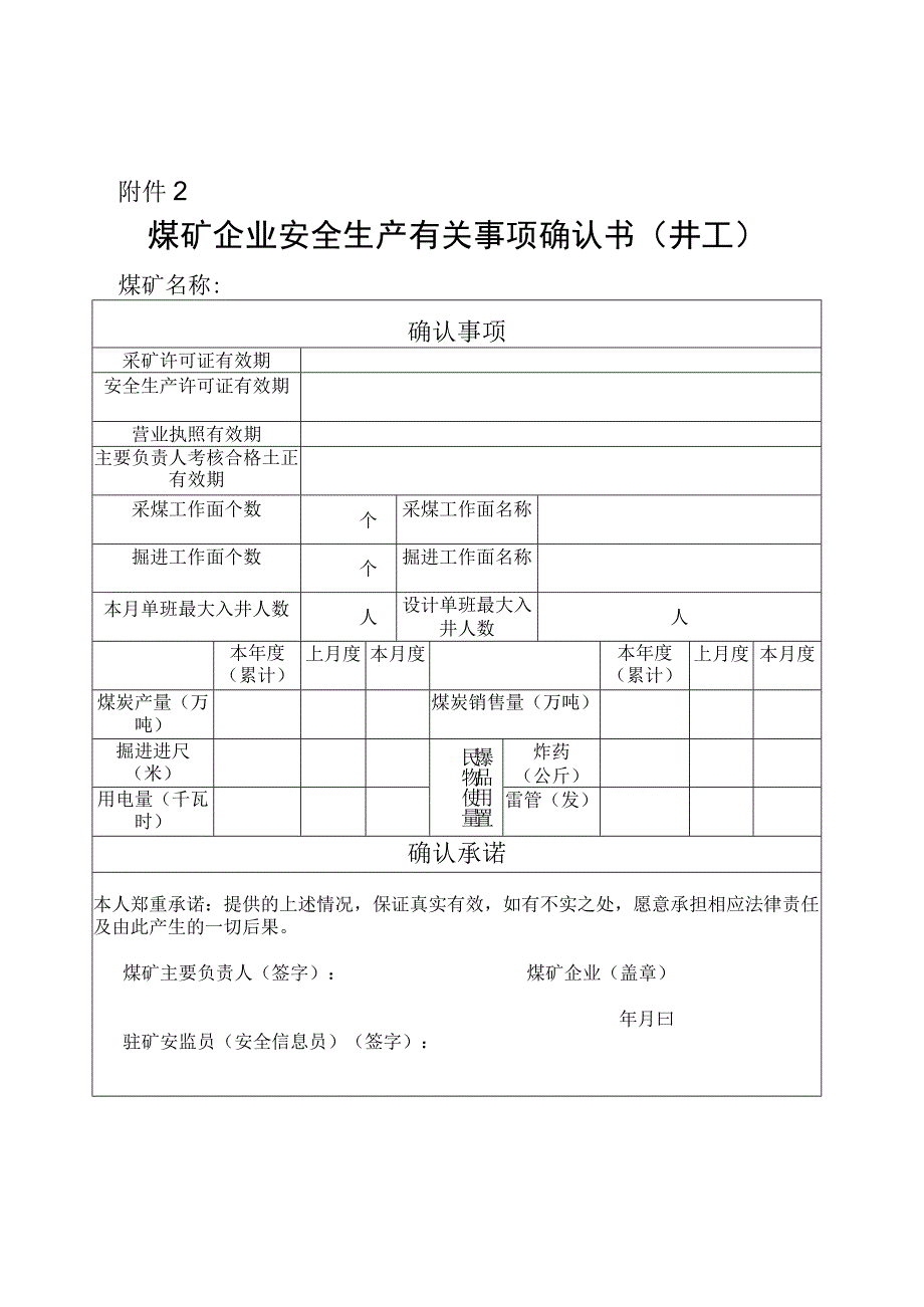 煤矿企业安全生产有关事项确认书.docx_第1页