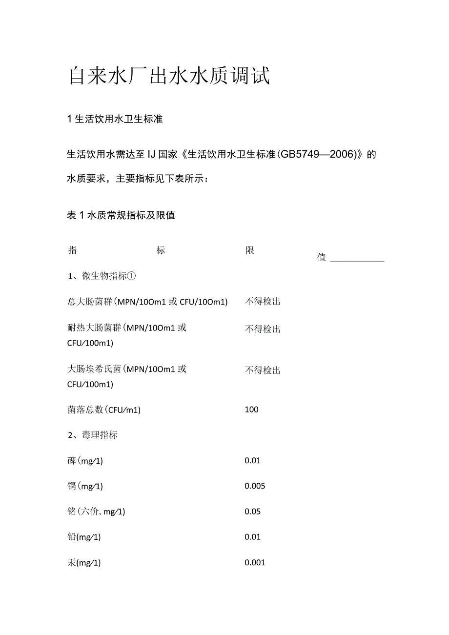 自来水厂出水水质调试.docx_第1页