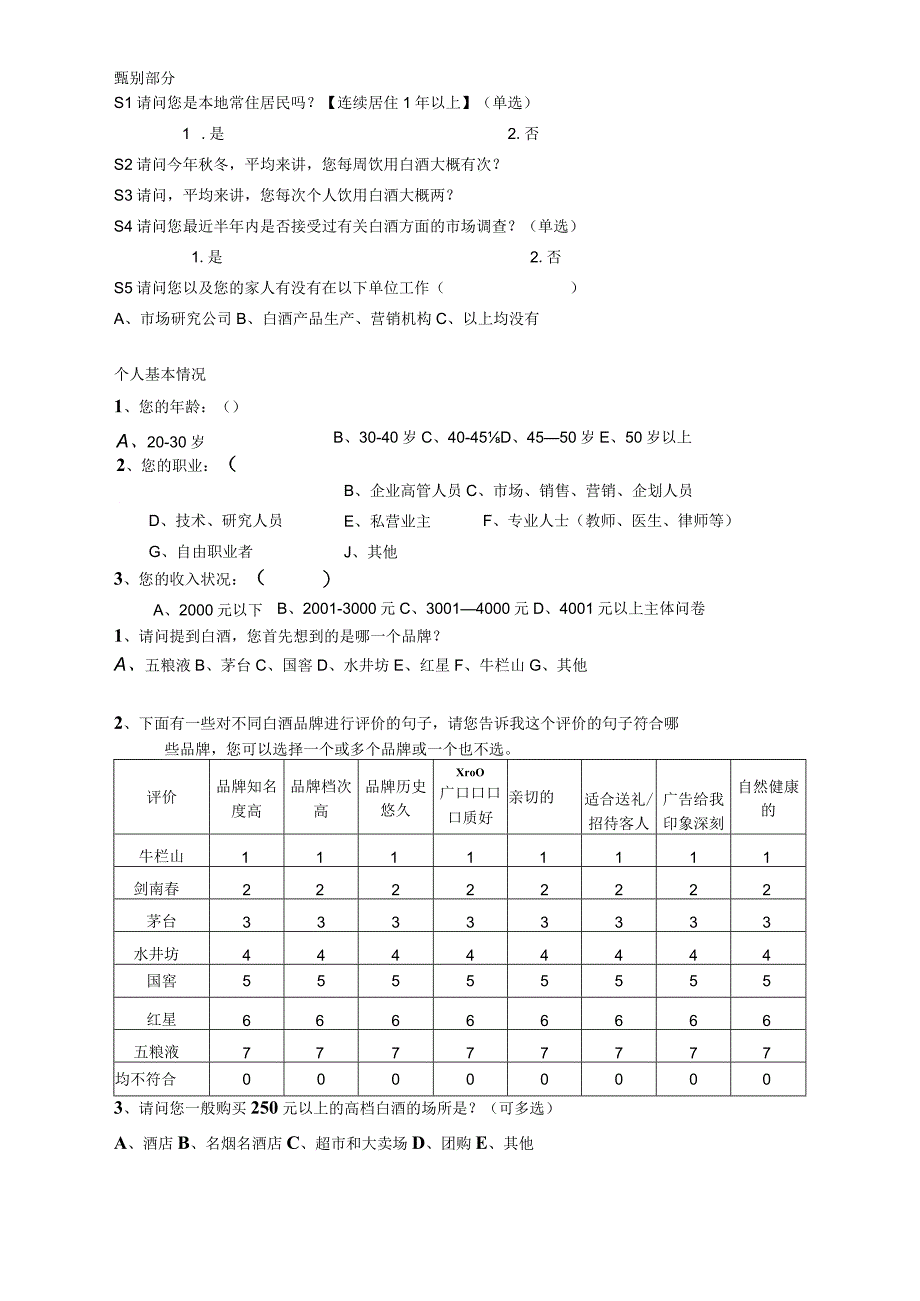 红星二锅头酒消费者调研问卷.docx_第2页