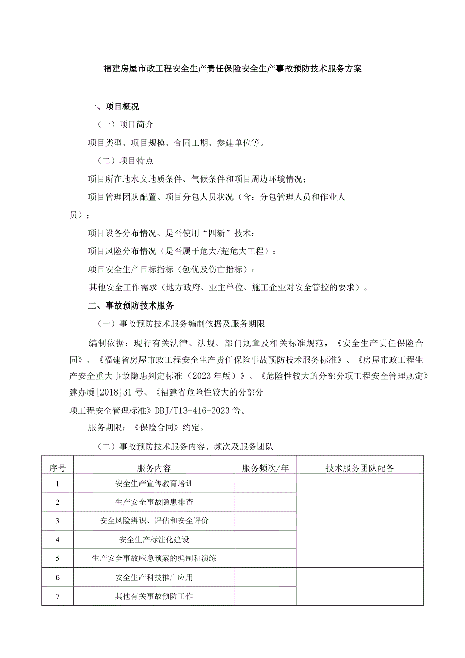 福建房屋市政工程安全生产责任保险安全生产事故预防技术服务方案.docx_第1页