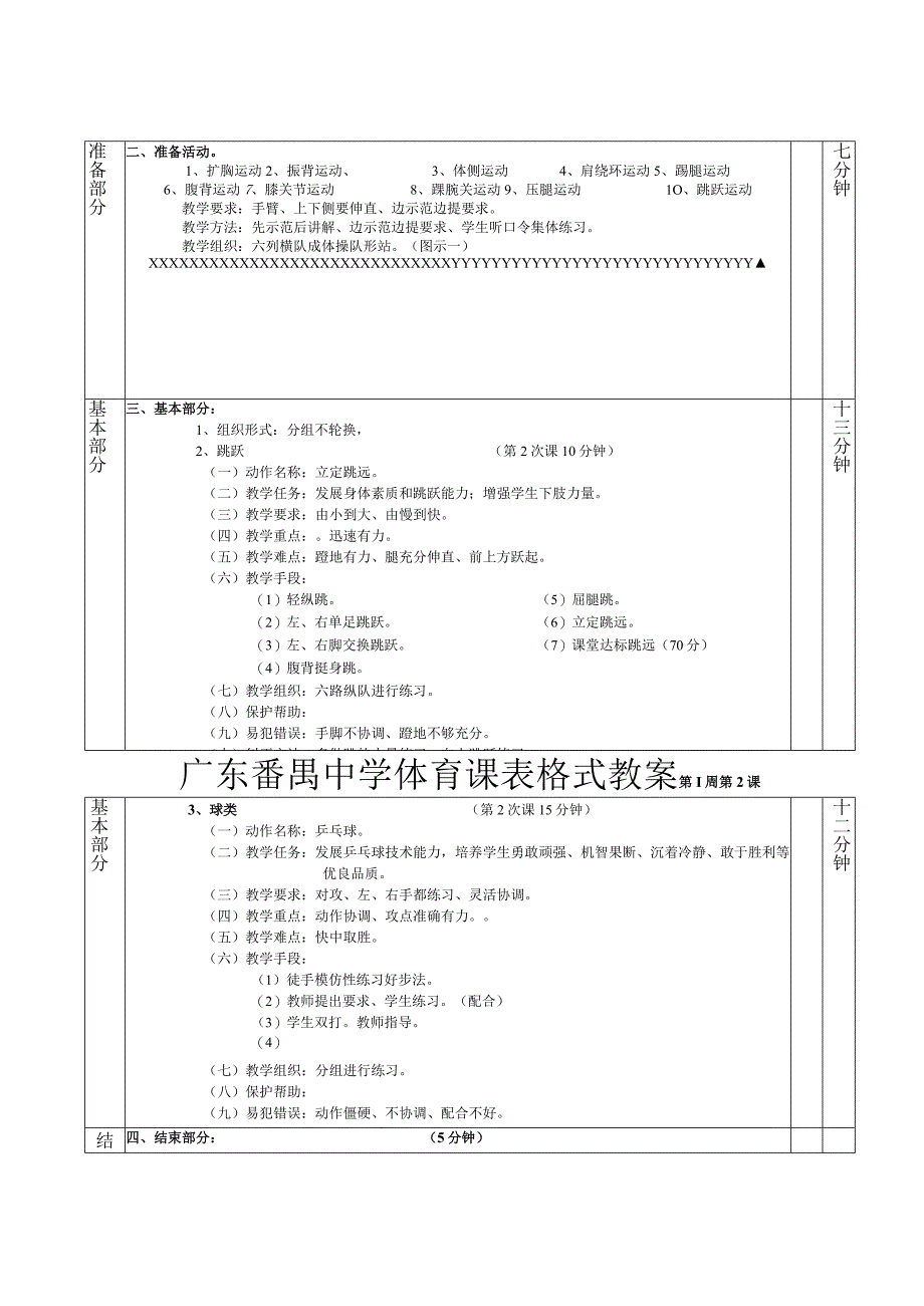 立定跳远乒乓球第1—6课表格式教案.docx_第3页