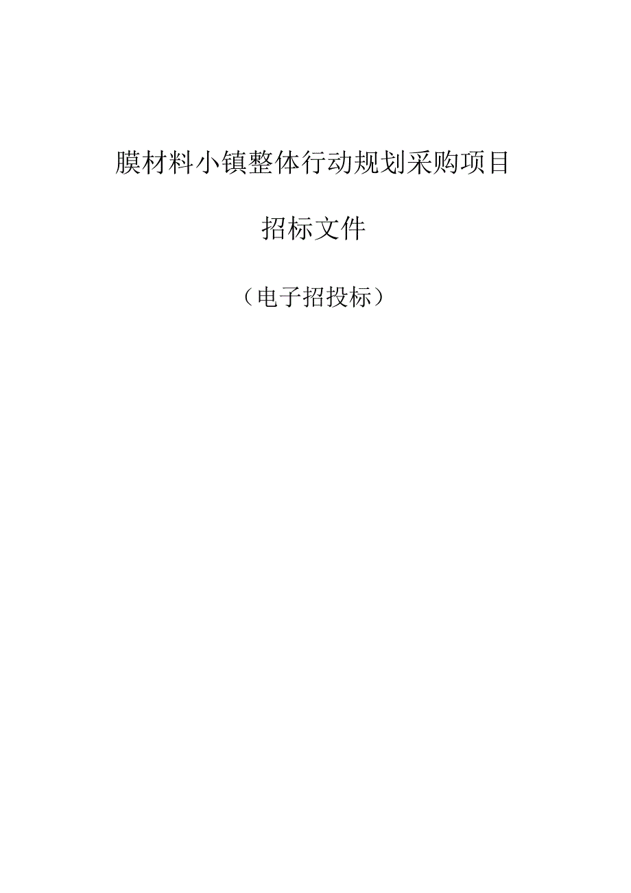 膜材料小镇整体行动规划采购项目招标文件.docx_第1页