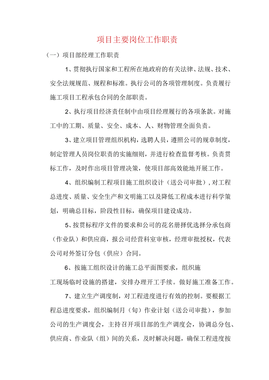 项目主要岗位工作职责.docx_第1页