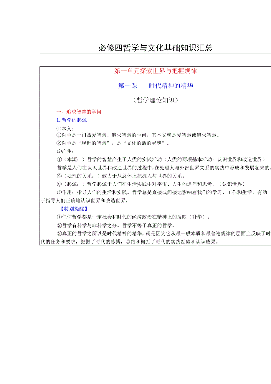 必修四哲学与文化基础知识汇总.docx_第1页